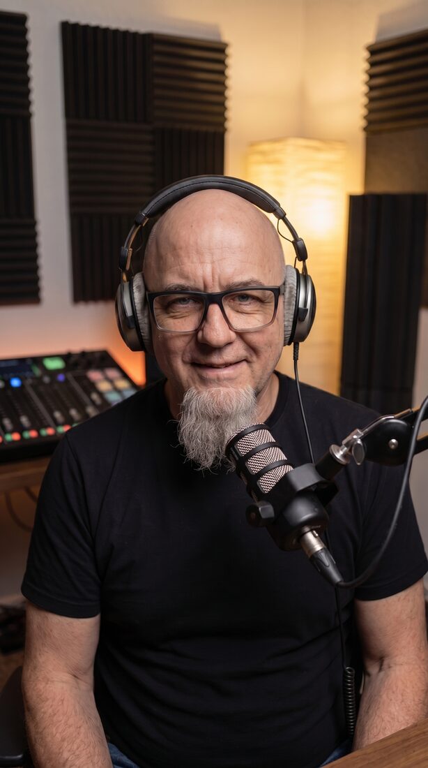 Lepés Gábor zenei producer stúdióban